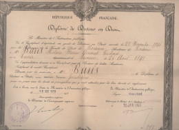 Parie  Diplôme De DOCTEUR EN DROIT 1927  (PPP47455) - Diplomas Y Calificaciones Escolares