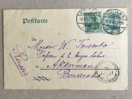 Deutschland Germany Allemagne - 1907 Berlin Used Postcard Stamp Stempel Sent To Akkerman Basarabia Moldova Cetatea Alba - Covers & Documents