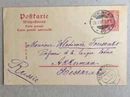 Deutschland Germany - 1907 Berlin Used Postcard Stamp Stempel Sent To Akkerman Basarabia Moldova Cetatea Alba Stationery - Brieven En Documenten