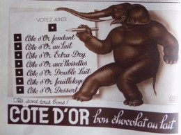 Publicité De Presse ; Chocolat Au Lait Côte D'or - éléphant  - Art Déco - Publicités