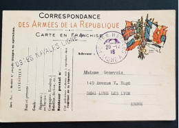 Carte En Franche  POSTES NAVALES LIGNE A            20 Décembre 1916 - 1. Weltkrieg 1914-1918