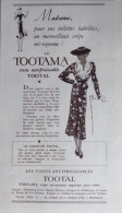 Publicité De Presse ; Tissu Pour Femme Tootal - Art Déco - Advertising