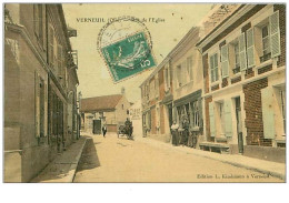 60.VERNEUIL.RUE DE L'EGLISE.BOURRELERIE.CP TOILEE - Autres & Non Classés