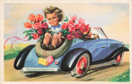ILLUSTRATEURS _S29162_ Fillette Assise Dans Une Automobile Avec Des Fleurs - 1900-1949