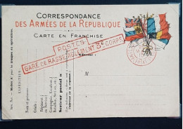 Carte En Franchise    POSTES GARE DE RASSEMBLEMENT  3e CORPS  25 Mai 1915  Cachet Rouge - 1. Weltkrieg 1914-1918