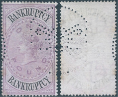 Great Britain - ENGLAND,Queen Victoria,Revenue Stamp Tax,BANKRUPTCY,On Pound(1p)Perfin - Revenue Stamps