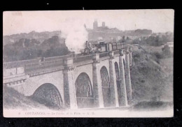 Cp, Train, 50, Coutances, Le Viaduc Et La Ville, écrite - Trains