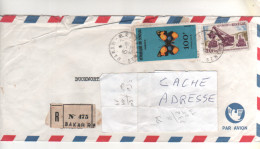 2 Timbres " Papillon , Carrière De Phosphates " Sur Lettre Recommandée , Registered  Cover , Mail Du 15/10/66 - Sénégal (1960-...)