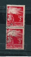 N° 491 Série Courante-Flambeau Double Timbre Italie (1945) Oblitéré - Oblitérés