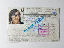 1978-1979 REIMS Carte D'admission Dans Les Services De Oeuvres Universitaires Ministère Des Universités - Membership Cards