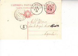 ITALIA 1913 - Cartolina  Da Scanno Ad Aquila - (annullo  Perfetto) - Stamped Stationery