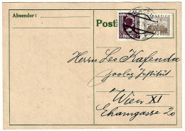 Österreich Postkarte + 2 Marke 10 Groschen & 2 Kronen, Wien 25 IV 1934 - Storia Postale