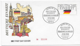 Enveloppe Premier Jour - Deutsche Einheit Staatsakt In Berlin 3-10-1990 Berlin 12 FDC N° 22196 YT N°1309 - Usados