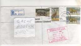 4 Timbres SWA " Lion , Girafe , Hippopotame " Sur Lettre Recommandée , Registered  Cover , Mail Du 9/7/86 - Otros - África