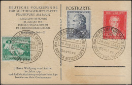 Bizone 1949 Y&T 79 à 81 Sur Carte Postale Oblitérée 1er Jour. Goethe    Cote 100 € - Writers