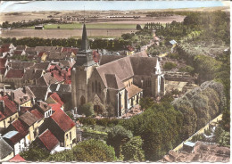 EN AVION AU-DESSUS DE ... VILLENEUVE-L'ARCHEVEQUE (89) L'Eglise (Ed : LAPIE)  CPSM GF - Andere & Zonder Classificatie