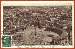 Italie : Rome - Place Saint Pierre - CPA écrite 1934 - Lugares Y Plazas