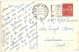 BELCHEN VERS SOCHAUX MILITARIA 1954 FM FRANCHISE MILITAIRE TIMBRE CACHET INDICATION DU N° OBLITERATION POSTE AUX ARMEES - Cartas & Documentos
