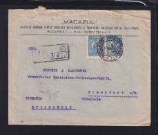 Rumänien Romania R-Brief 1927 Bucuresti Nach Frankfurt - Lettres & Documents