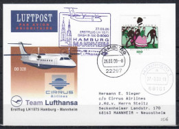 2000 Hamburg - Mannheim   Lufthansa First Flight, Erstflug, Premier Vol ( 1 Card ) - Otros (Aire)