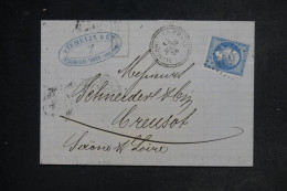 FRANCE - Cachet Perlé De Bitschwiller-Thann (GC 469 ) Sur Lettre Pour Le Creusot En 1868  - L 152742 - 1849-1876: Classic Period