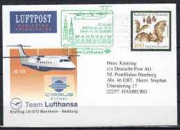 2000 Mannheim - Hamburg   Lufthansa First Flight, Erstflug, Premier Vol ( 1 Card ) - Otros (Aire)