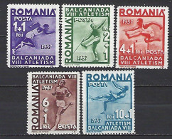 Roumania Yv 525/29, 8e Jeux Balkaniques D'Athlétisme  ** - Atletismo