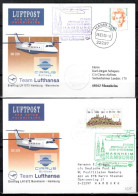 2000 Hamburg - Mannheim - Hamburg   Lufthansa First Flight, Erstflug, Premier Vol ( 2 Cards ) - Autres (Air)