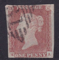 GB Victoria Penny Red Imperf  Good Used (MA) Creased - Oblitérés