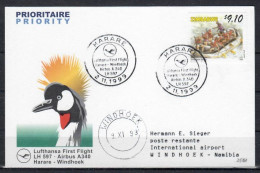 1999 Harare - Windhoek   Lufthansa First Flight, Erstflug, Premier Vol ( 1 Card ) - Other (Air)