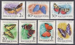 HUNGARY 1959 Fauna Insects Butterflies Mi 1633-1639 MNH(**) #Fauna864 - Mariposas