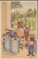 CAT  KAT CHAT ==  MELKBUSSEN LEDIGEN = BIDONS DE LAIT VIDES - Katzen