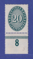 Dt. Reich 1927/33 Dienstmarke 20 Pf  Mi.-Nr. 119 Y Unterrandstück Ungebraucht * - Service