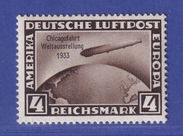 Dt. Reich 1933 Zeppelin Chicagofahrt 4 Reichsmark Mi.-Nr. 498 Postfrisch ** - Neufs