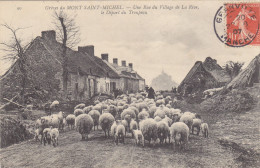 LA RIVE :CPA N. TROUVEE.UNE RUE DU VILLAGE .LE DEPART DU TROUPEAU POUR LES PRES SALES.GROS PLAN.1907.T.B.ETAT PETIT PRIX - Autres & Non Classés