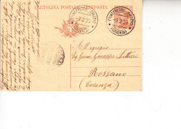 ITALIA 1925 - Intero Postale  Da  Fiumefreddo Bruzio A Rossano (Cosenza) - Postwaardestukken