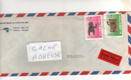 2 Timbres " Archéologie : Statuettes Culture Tumaco " Sur Lettre Expres  Cover, Mail Du 26/11/73 - Kolumbien