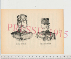 Gravure 1915 Général Sarrail Portrait Général Dubail Grande Guerre 14-18 - Non Classés