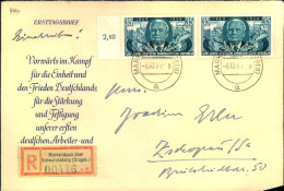 1954, 35 Pf. "5 Jahre DDR" Auf R-Brief Ab "Markersbach üb. Schwarzenberg (Erzgeb." - Briefe U. Dokumente