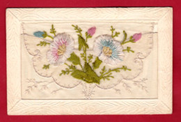 AB116-FANTAISIES EMBRODERED POSTCARD FLEURS LISERONS IPOMEES CARTE BRODEE FILS DE SOIE REF:AB116 ECRITE  OUI   EDITEUR - Brodées