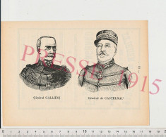 Gravure 1915 Général Galliéni Portrait Général De Castelnau Grande Guerre 14-18Publicité Meubles Eugène Blanchard Troyes - Non Classés