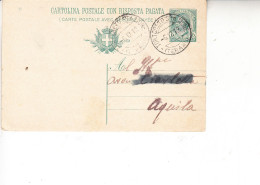 ITALIA 1912 - Intero Postale  Da  Tortioreto Stazione Ad Aquila - Postwaardestukken