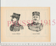 2 Vues Gravure 1915 Général Percin Portrait Général Foch Grande Guerre 14-18 + Publicité Thibault-Noblat Troyes - Unclassified