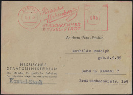 Allemagne 1947 EMA Provisoire De Kassel Sans Symboles Nazis. Plus Jamais De Croix Gammée ! AFD, Rassemblement National - Guerre Mondiale (Seconde)