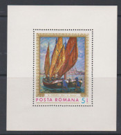 Roumanie 1971 BL 90 ** Tableau De N Darascu Marine Ateaux De Pêche Vénitien - Blokken & Velletjes