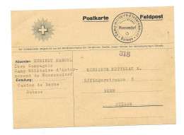 WW2 Suisse Camp D'internement Moosseedorf 1940 ( Militaire Français ) - Postmark Collection