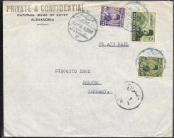 Egypt Alexandria Cover Mailed To Germany 1948. 57M Rate Bank Correspondence - Covers & Documents