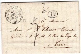 LAC De St Hippolyte Pour Paris - Tàd Type 13 Du 30 Décembre 1831 - Taxe 7 Décimes - Id Décime Rural - 1801-1848: Vorläufer XIX