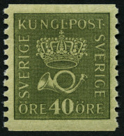 SCHWEDEN 132aI *, 1920, 40 Ö. Olivgrün, Type I, Falzrest, Pracht - Gebraucht