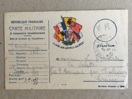 Republique Francais France - Ww1 Wk1 1915 Premiere Guerre Aubusson Creuse Carte Militaire - Covers & Documents